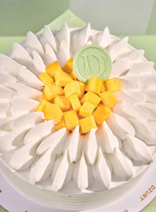 Eggless Mango & White Chocolate Cake