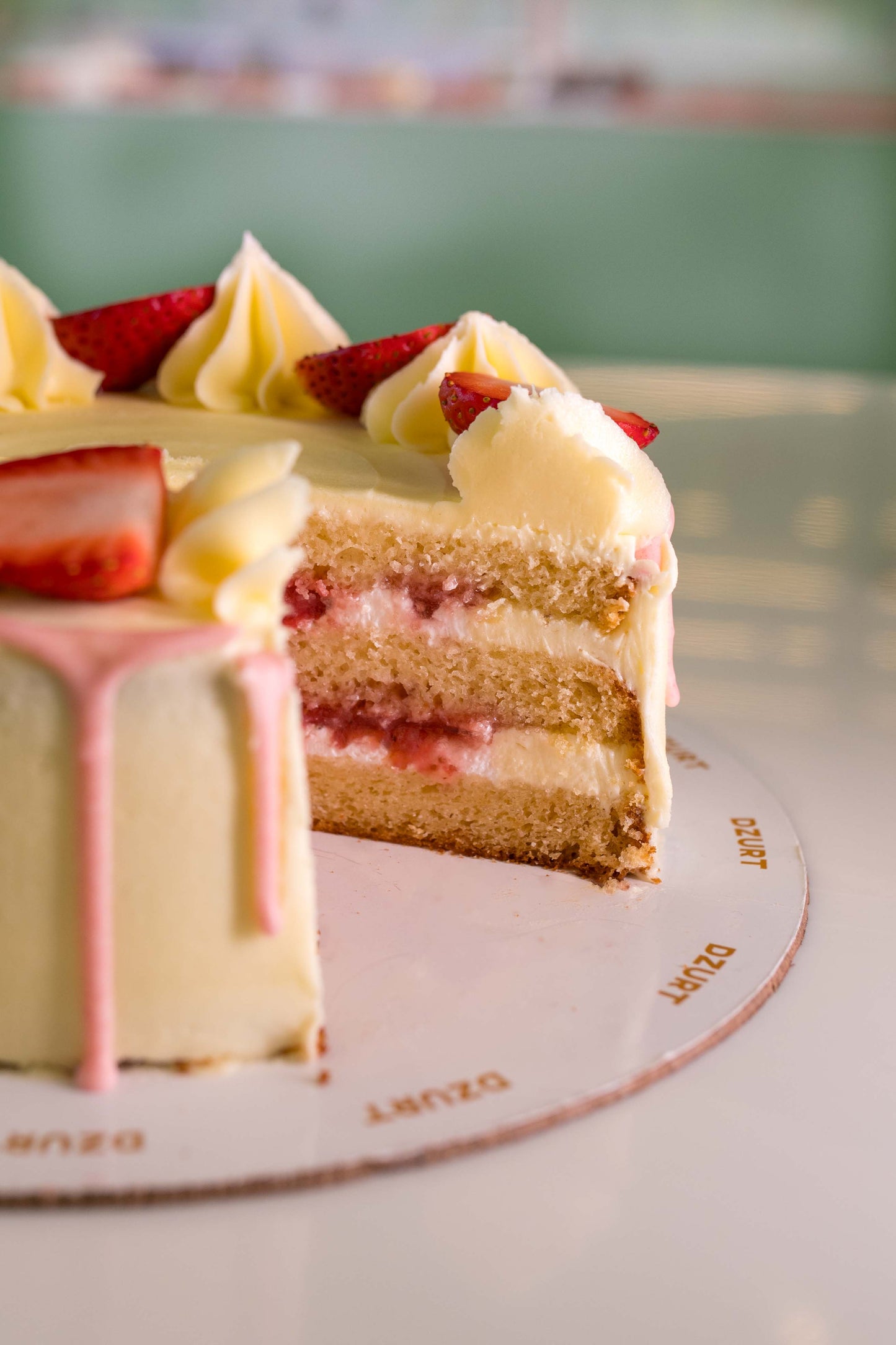 Eggless Layered Strawberry Cake