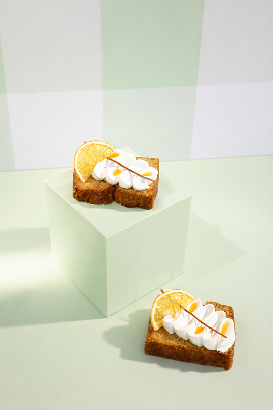 Eggless Orange Vanilla Tea Cake Slice
