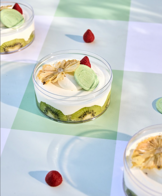 Eggless Custard Fresh Fruit Jar